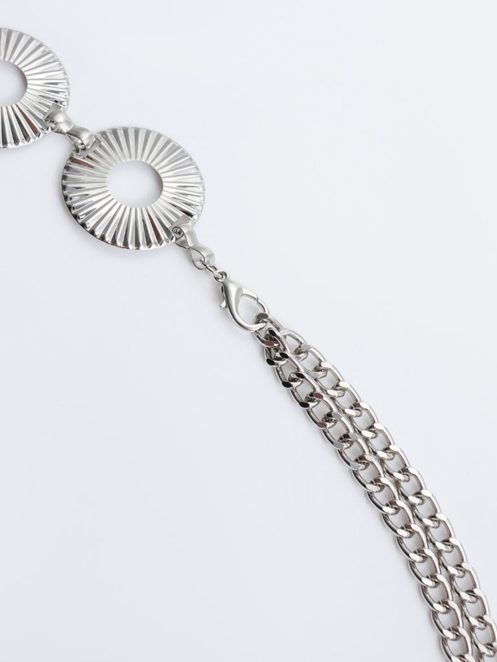 2/$30 NWT Silver Circle Chain Belt Sunburst Disco Layering Metal Waist Concho - Picture 8 of 8